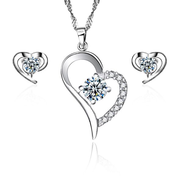 Stříbrná souprava srdce se zirkonem