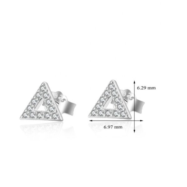 Rozměry stříbrných náušnic trojúhelníků se zirkony