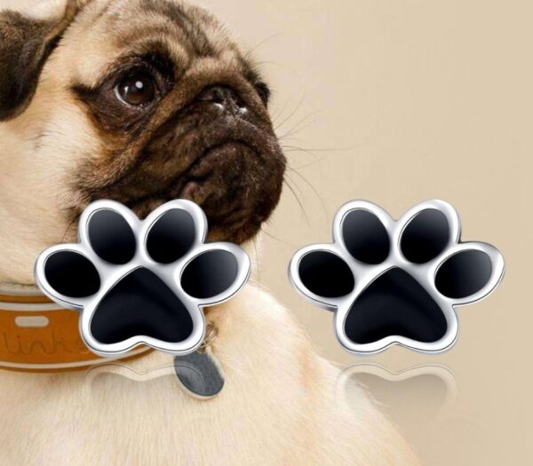 Ilustrační obrázek stříbrných náušnic tlapek s černým smaltem