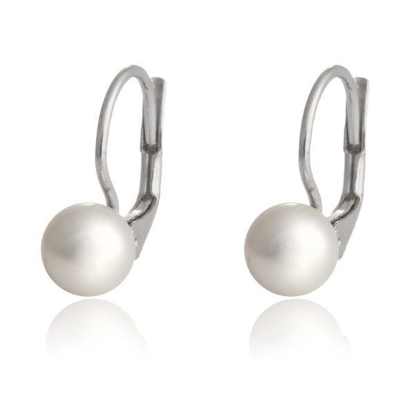 Stříbrné klapkové náušnice s kulatou perlou Swarovski® 6mm