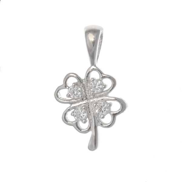 Stříbrný přívěs čtyřlístek se zirkony