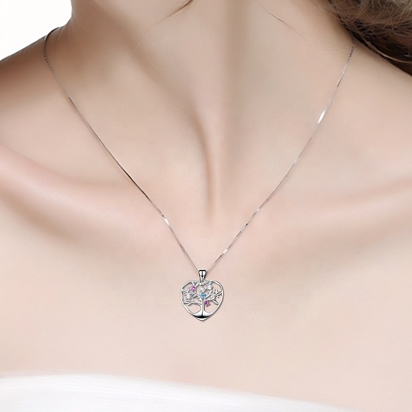 Dámský stříbrný náhrdelník strom života se zirkony