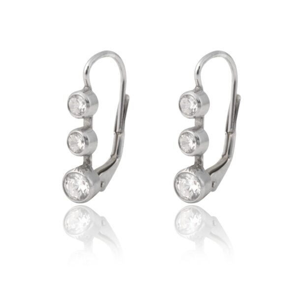 Stříbrné klapkové náušnice se třemi čirými zirkony