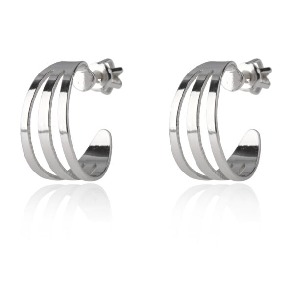 Stříbrné náušnice kruhy trojité na šroubek
