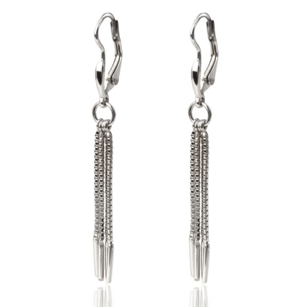 Stříbrné náušnice visací s ozdobnými řetízky na klapku