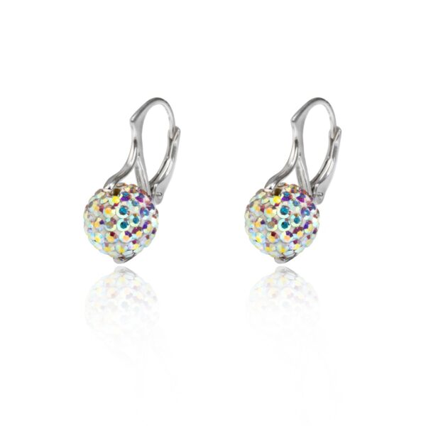 Stříbrné náušnice s kuličkou a barevnými kamínky
