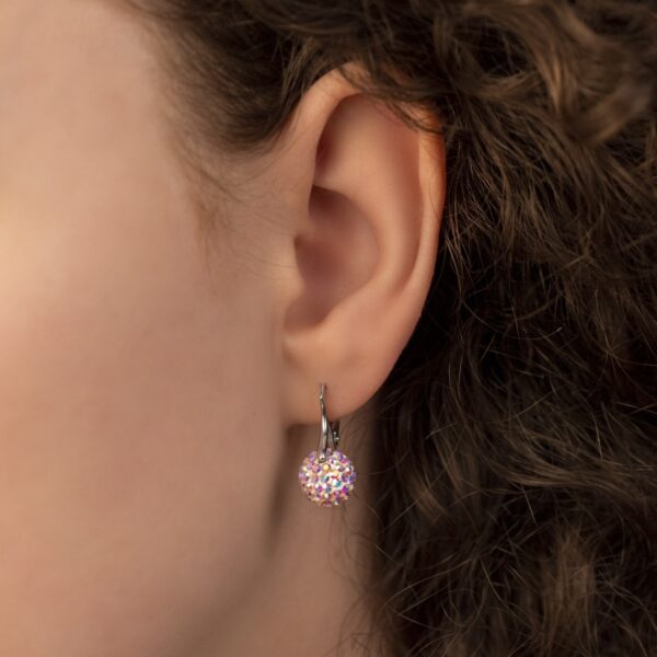 Dámské stříbrné náušnice s kuličkou a barevnými kamínky