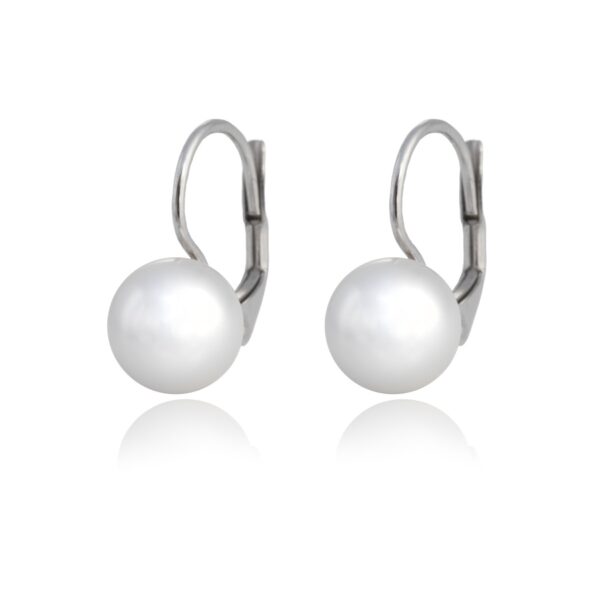 Stříbrné náušnice visací s perlou Swarovski® 8mm