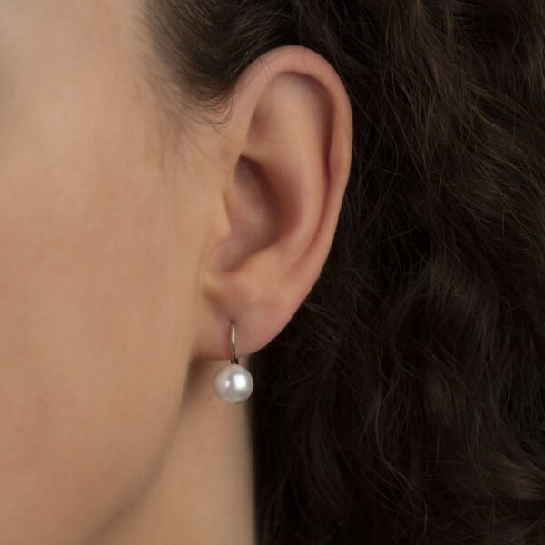 Dámské stříbrné náušnice visací s perlou Swarovski® 8mm