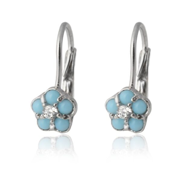 Dětské stříbrné náušnice - tyrkysové pomněnky