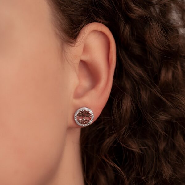 Dámské stříbrné náušnice strom života se zirkony