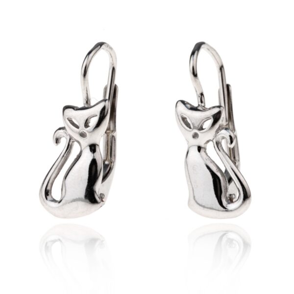 Celostříbrné náušnice kočičky na klapku