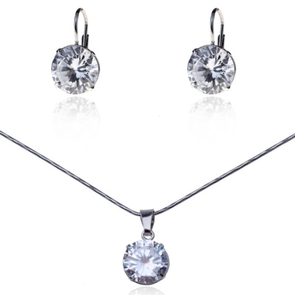 Stříbrná souprava s velkým středovým zirkonem 10mm