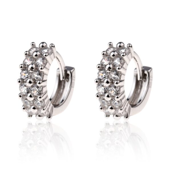 Stříbrné náušnice kroužky se dvěma řadami zirkonů