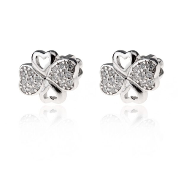 Stříbrné náušnice čtyřlístky se zirkony