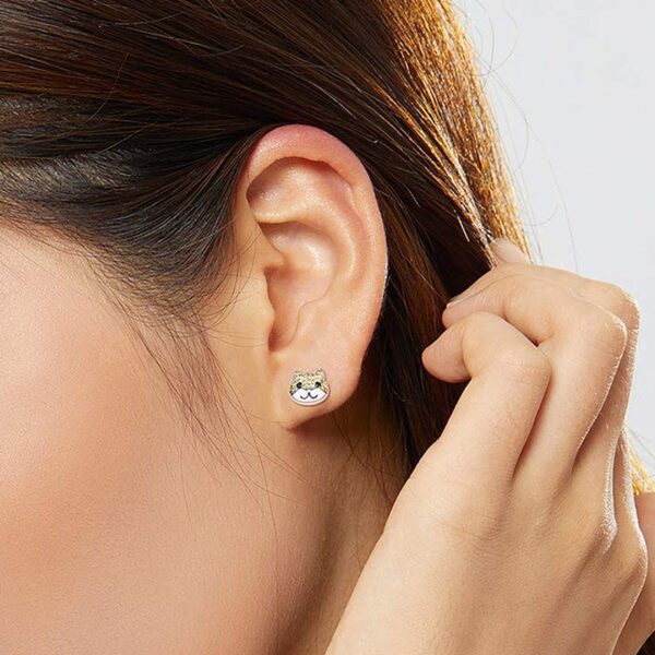 Dívčí stříbrné náušnice kočičky se zirkonky