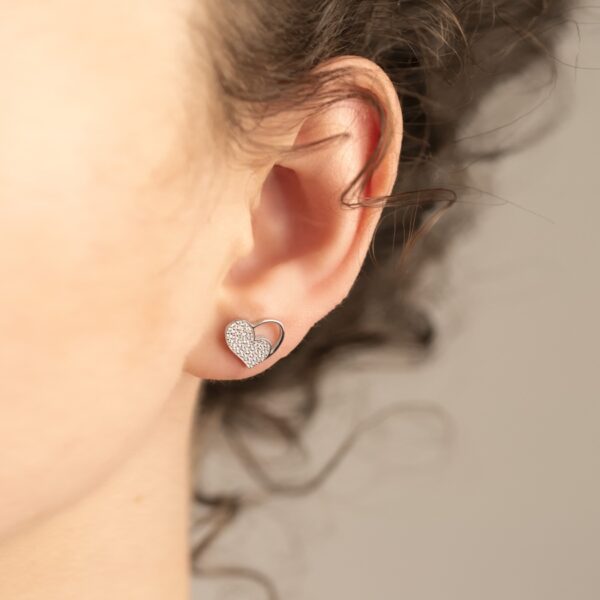 Dámské stříbrné náušnice srdíčka se zirkony
