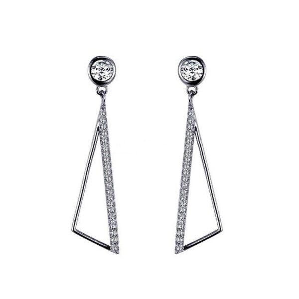 Stříbrné náušnice visací trojúhelníky se zirkonky