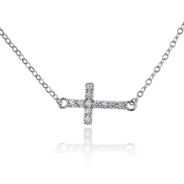 Stříbrný náhrdelník ležící kříž rhodiovaný