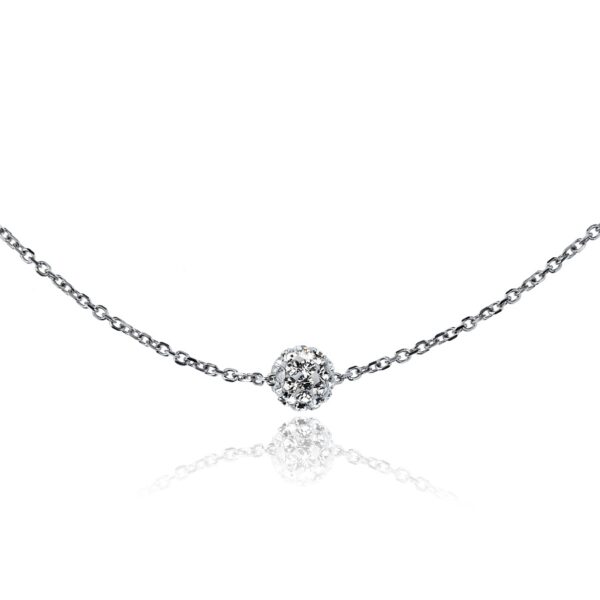 Stříbrný náhrdelník s kuličkou osazenou kamínky