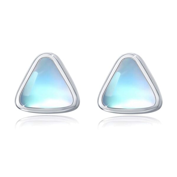 Stříbrné náušnice trojúhelníky s duhovým kamenem