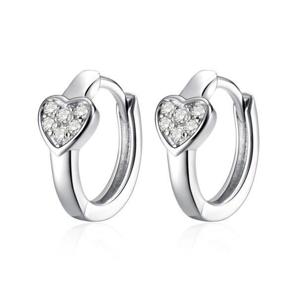 Stříbrné náušnice kroužky se srdíčkem a zirkony