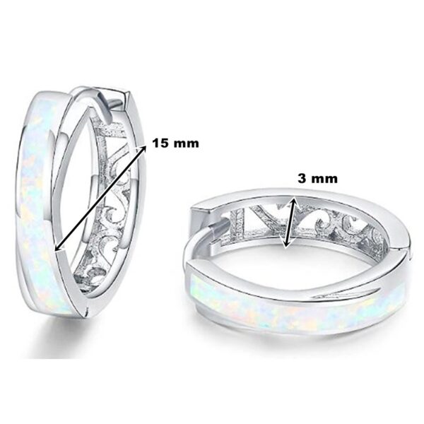 Rozměr stříbrných náušnic kroužků s bílým opálem