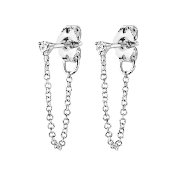 Stříbrné řetízkové náušnice s pecičkou a zirkonem 8370