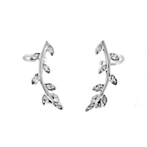 Stříbrné záušnice lístečky se zirkony