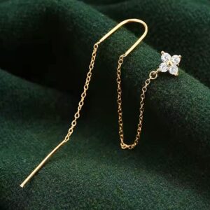 Dámská stříbrná řetízková náušnice se zirkony, ideální pro každodenní nošení.