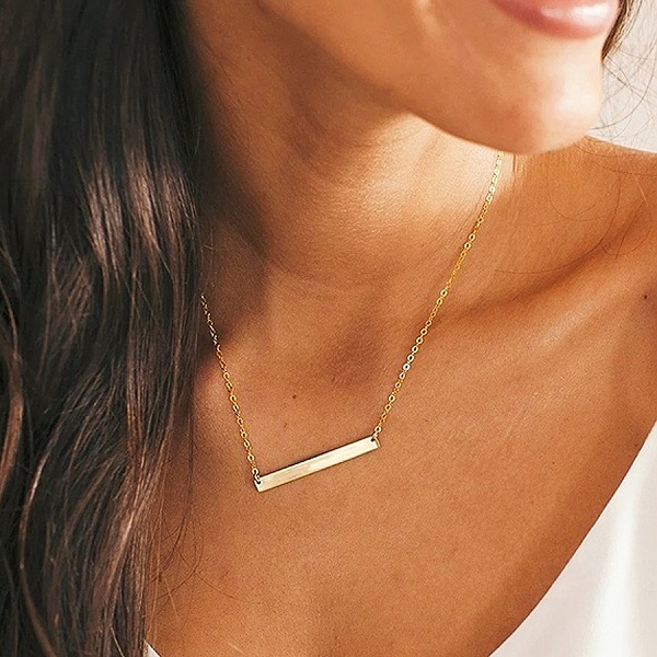 Dámský stříbrný náhrdelníček tyčka zlacený