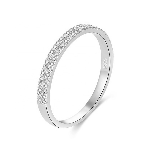 Stříbrný prsten se dvěma řadami zirkonů