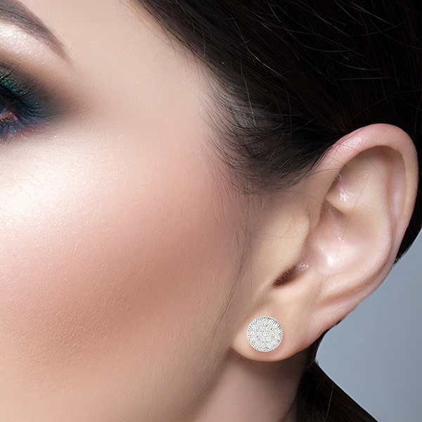 Dámské stříbrné náušnice kolečko s jemnými zirkony na šroubek