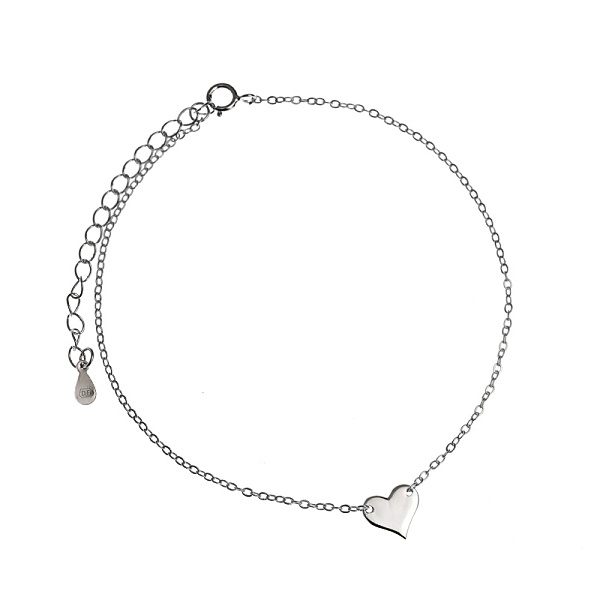 Stříbrný náramek na nohu se srdíčkem