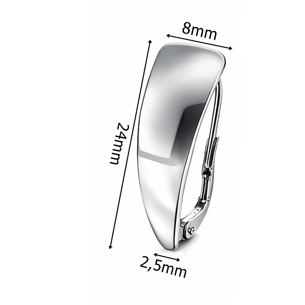 Rozměry stříbrných minimalistických klapkových náušnic Wave