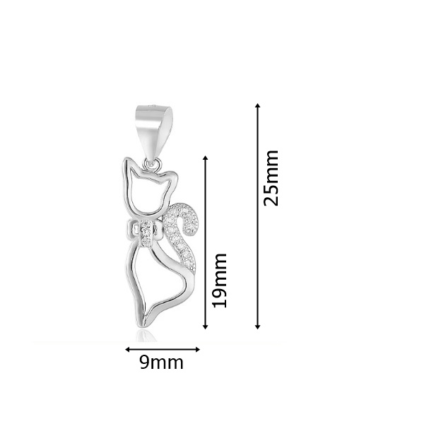 Rozměry stříbrného přívěsu kočičky osazené zirkony