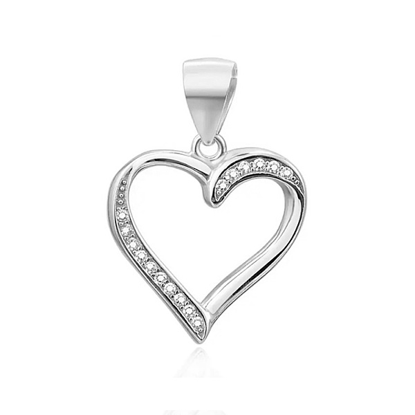Stříbrný přívěsek srdce se zirkony