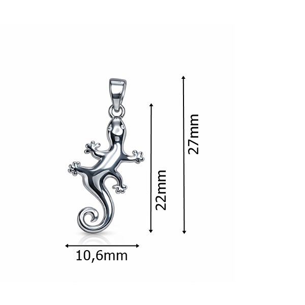 Rozměry stříbrného přívěsku ve tvaru ještěrky Gekona