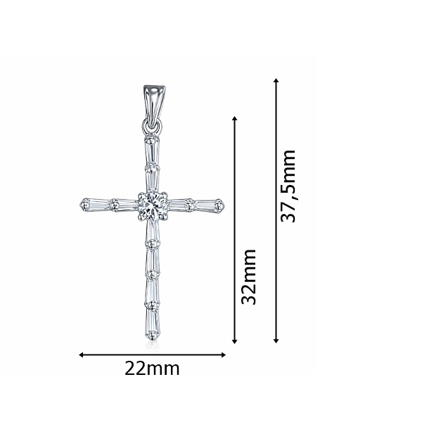 Rozměry většího stříbrného kříže se zirkony
