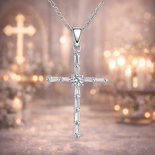 Stříbrný přívěsek kříž plně osazený zirkony