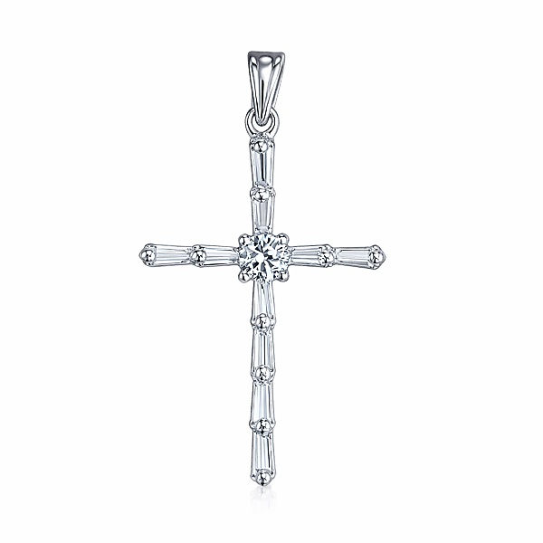 Stříbrný přívěsek větší kříž plně osazený zářivými zirkony