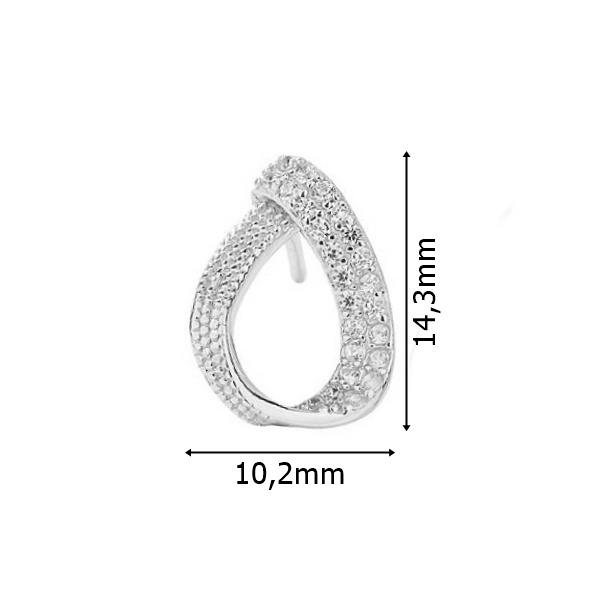 Rozměry stříbrných náušnic slza osazených zirkony