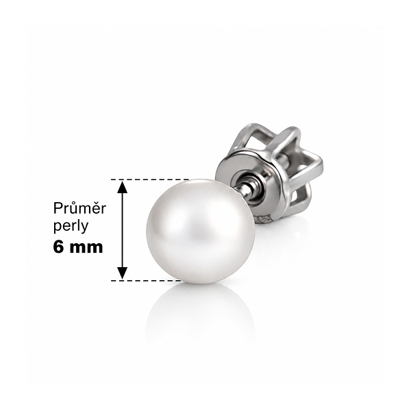 Rozměr dámské stříbrné náušnice s perlou Swarovski® 6mm