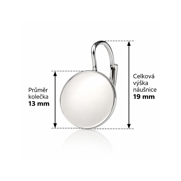 Rozměr dámské stříbrné náušnice kolečko 13mm na klapku