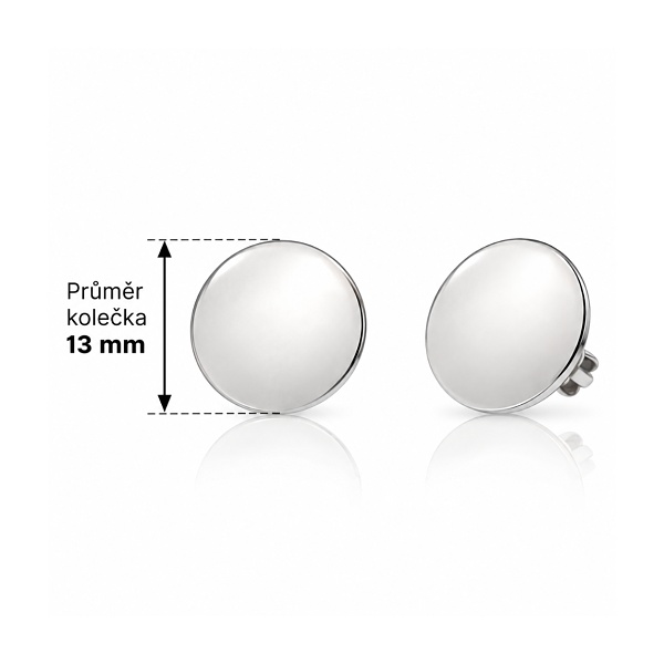 Rozměr dámských stříbrných náušnic koleček 13mm na šroubek